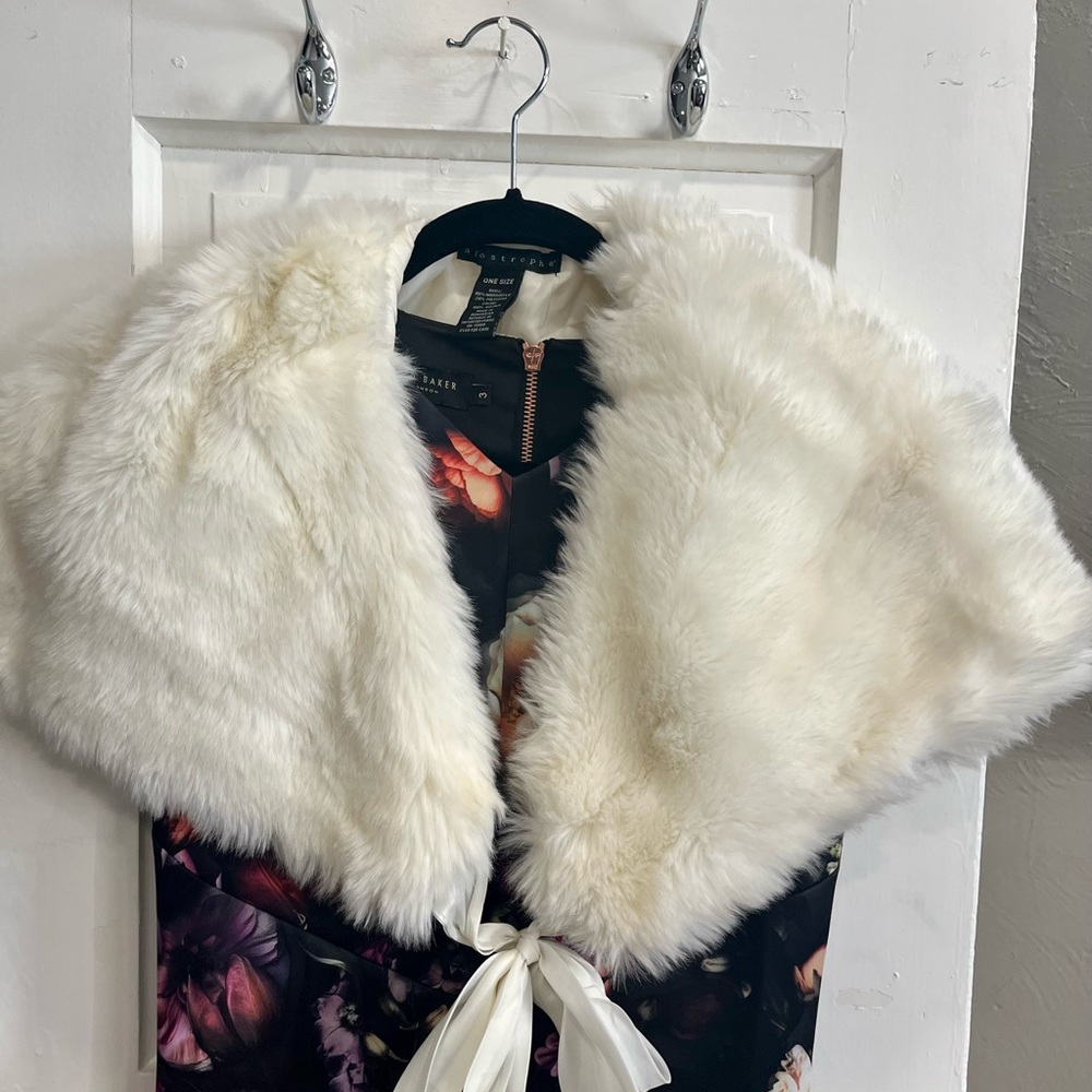 Ivory Faux Fur Shrug